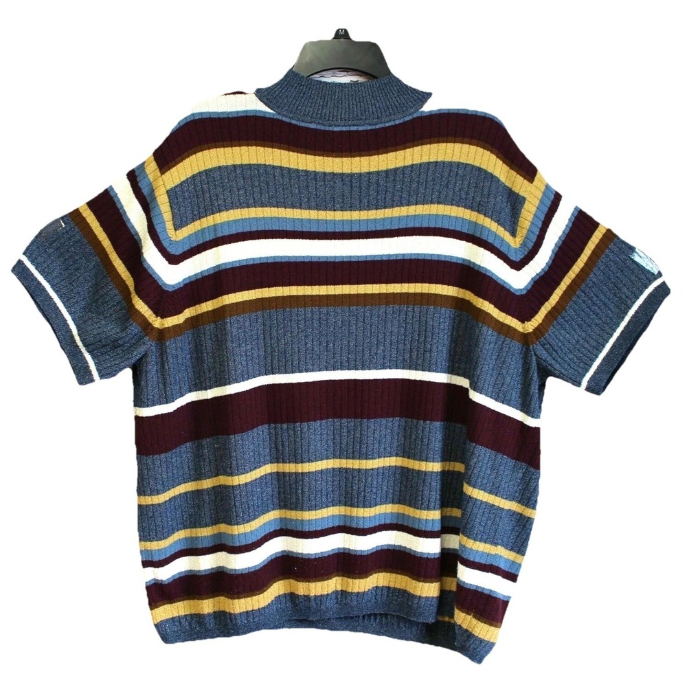 RUSS WomenKnit Striped Blouse Top Shirt Career Short Sleeve‎ Plus Sz 4, 26W, 28W